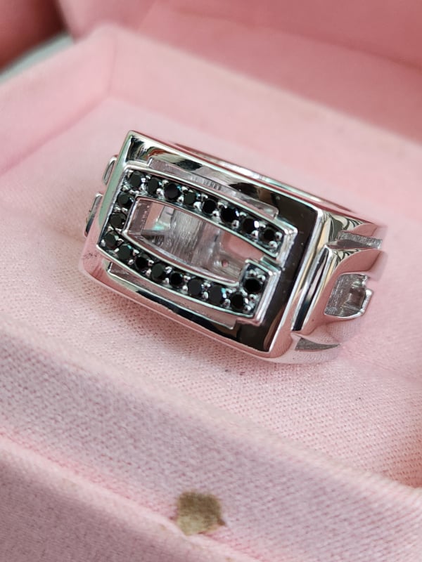 nhẫn mỹ xưa hàng hiệu Gucci bạc 925 đính đá lấp lánh