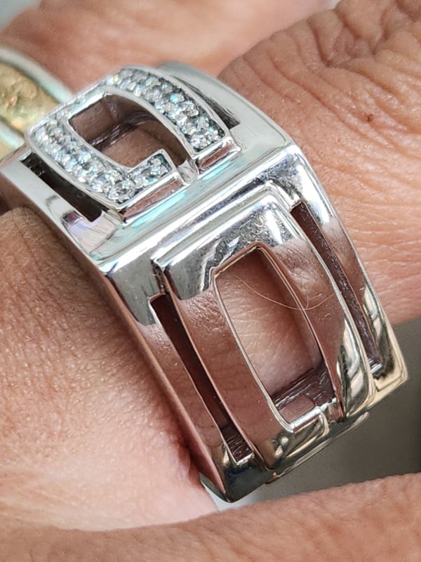 nhẫn mỹ xưa hàng hiệu Gucci bạc 925 đính đá lấp lánh