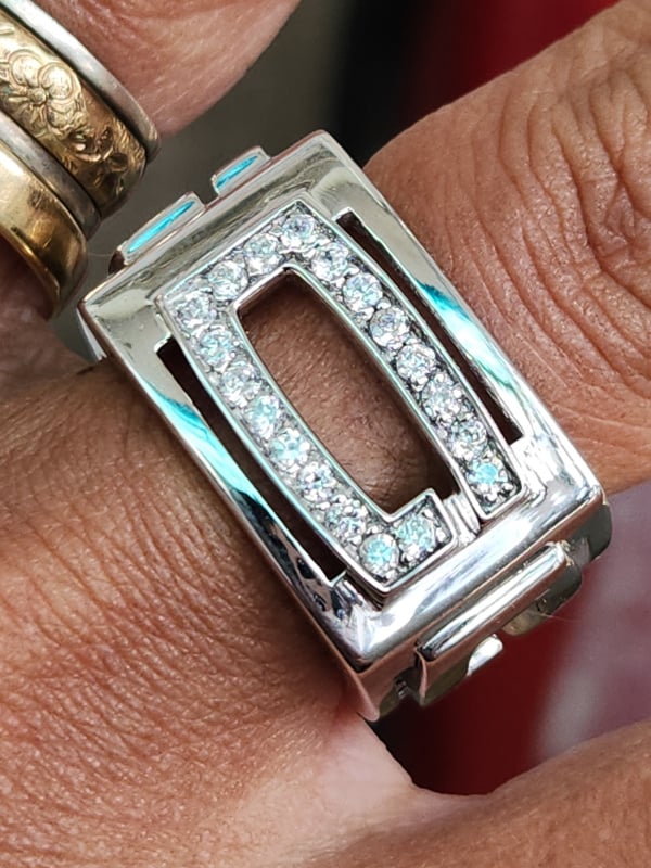 nhẫn mỹ xưa hàng hiệu Gucci bạc 925 đính đá lấp lánh