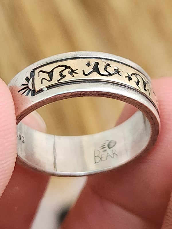 nhẫn mỹ bạc xưa Sterling vàng 14k