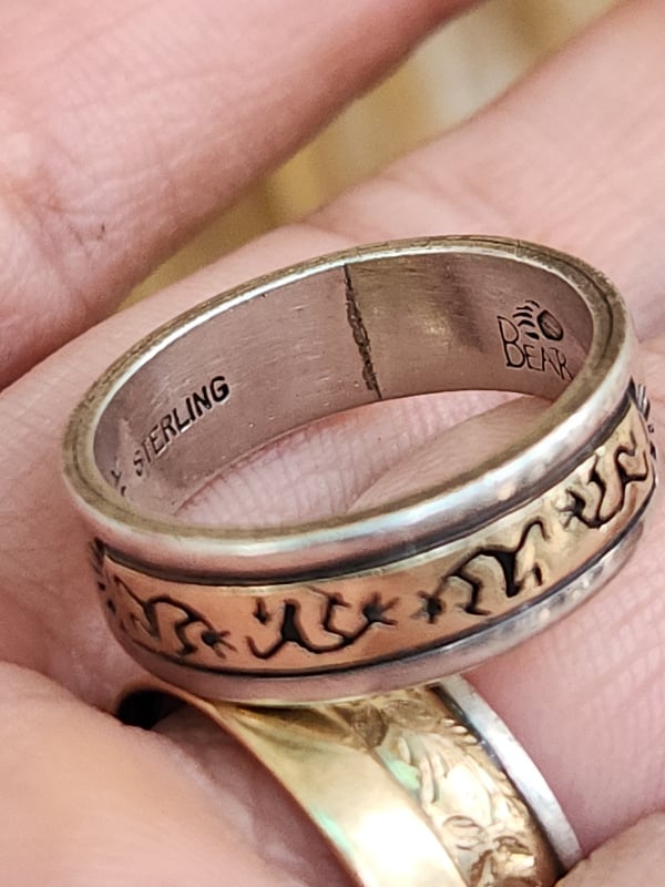 nhẫn mỹ bạc xưa Sterling vàng 14k