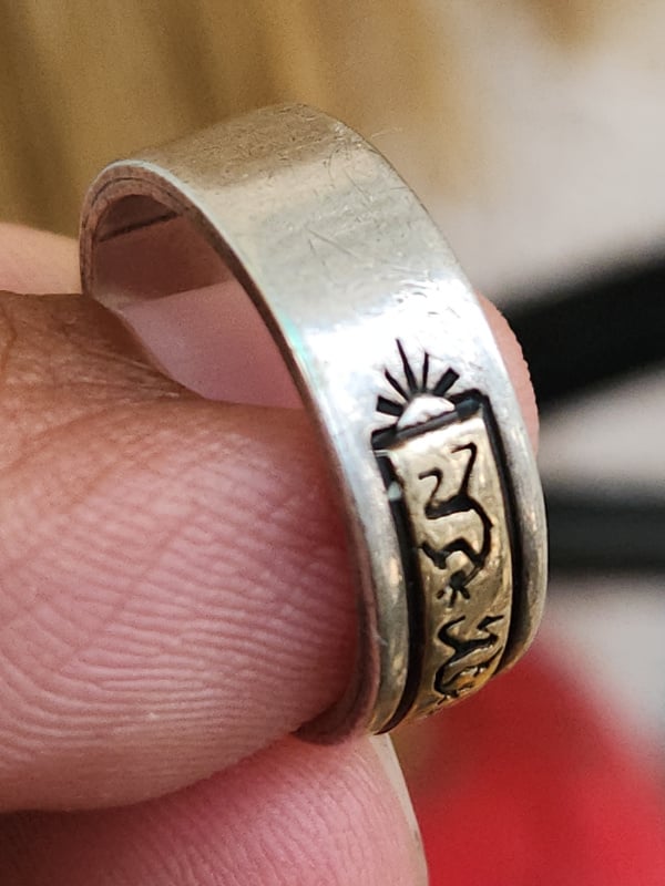 nhẫn mỹ bạc xưa Sterling vàng 14k