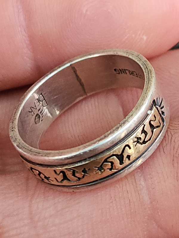 nhẫn mỹ bạc xưa Sterling vàng 14k