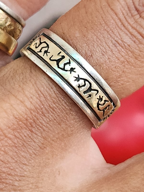 nhẫn mỹ bạc xưa Sterling vàng 14k