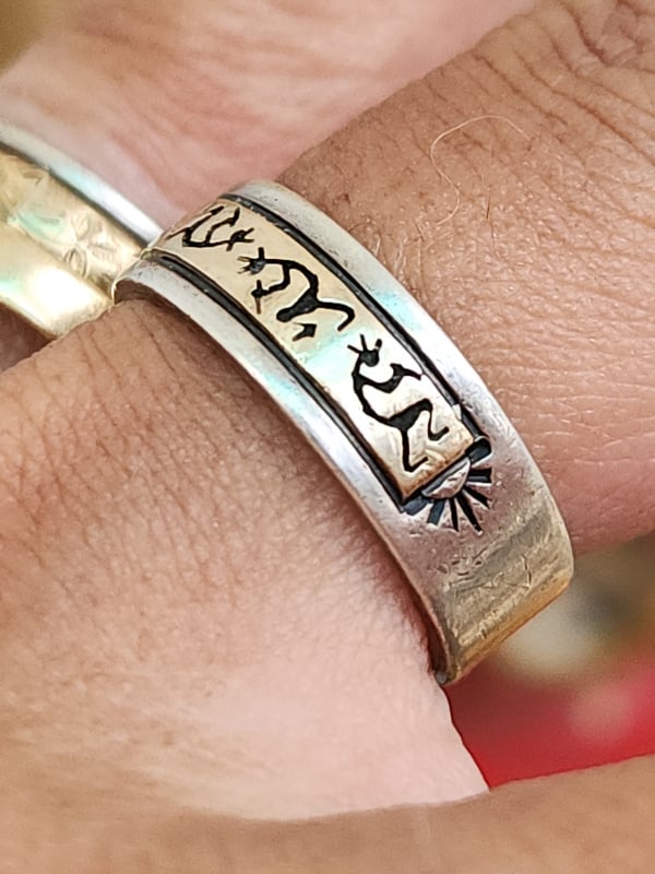 nhẫn mỹ bạc xưa Sterling vàng 14k
