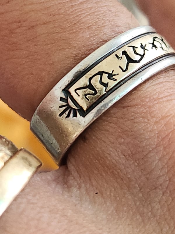 nhẫn mỹ bạc xưa Sterling vàng 14k