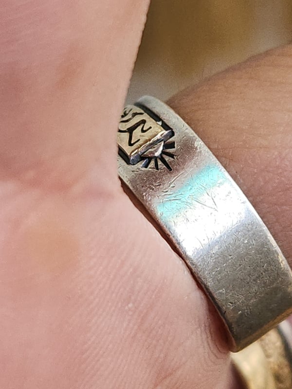 nhẫn mỹ bạc xưa Sterling vàng 14k