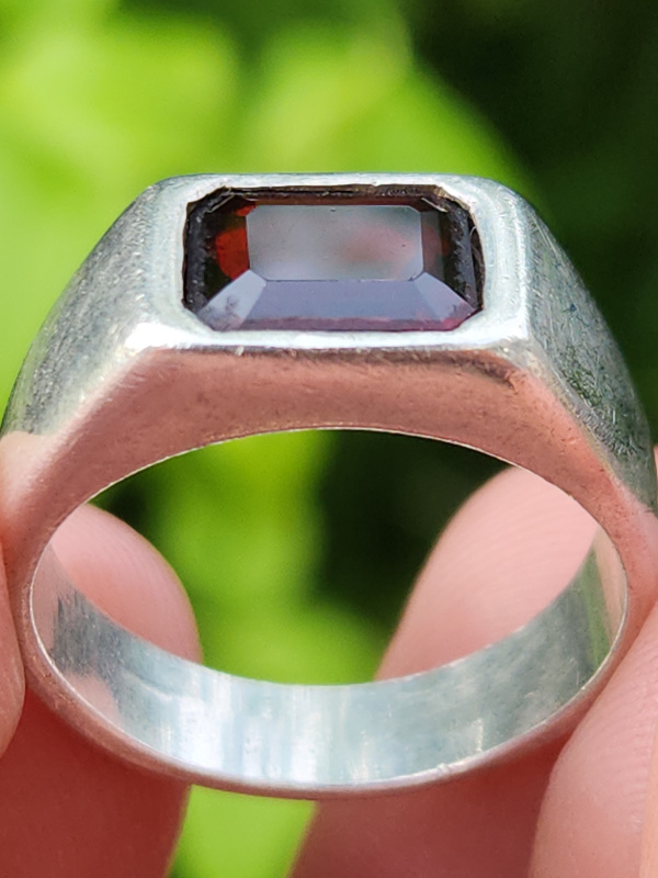 nhẫn nam đá đỏ bạc xưa