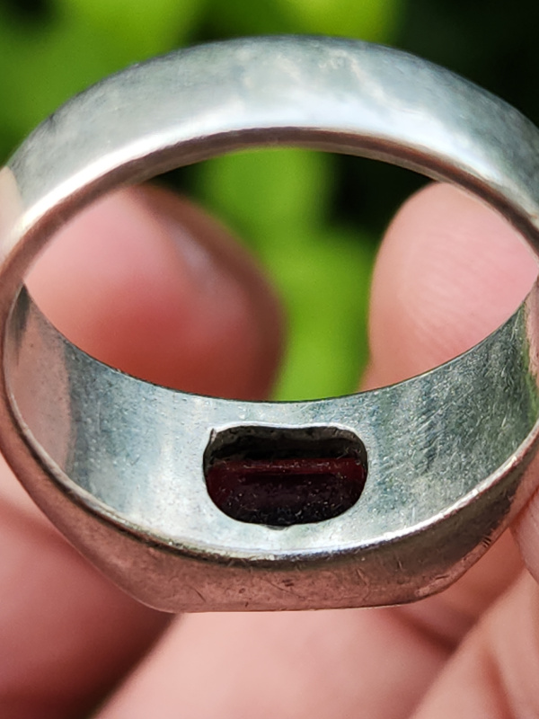 nhẫn nam đá đỏ bạc xưa