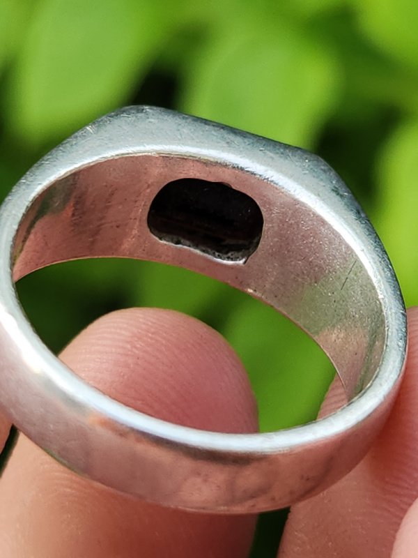 nhẫn nam đá đỏ bạc xưa