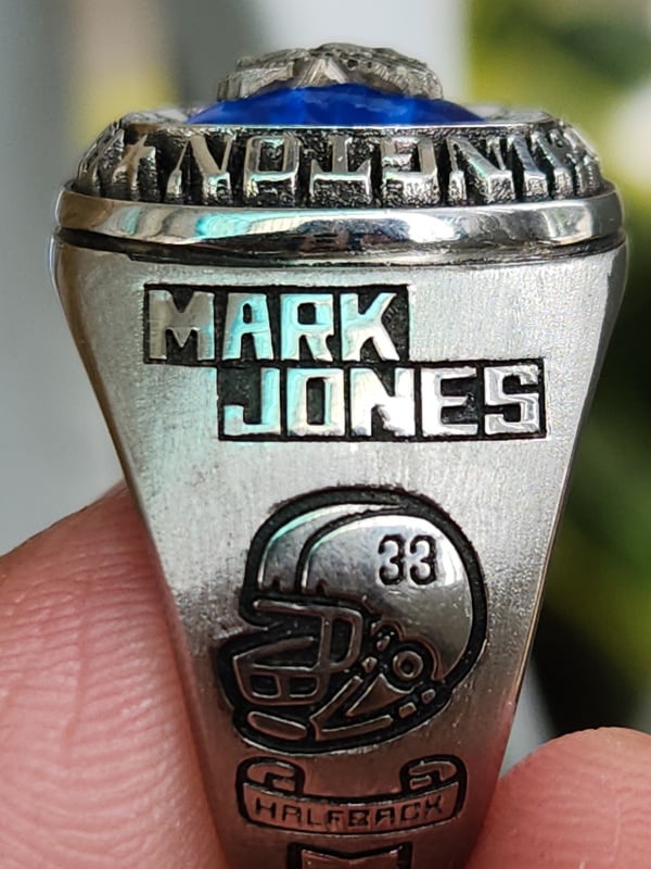 nhẫn mỹ xưa trường học hợp kim hột xanh biển valladium