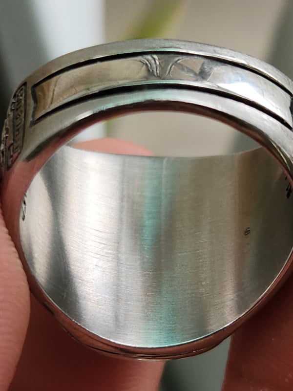 nhẫn mỹ xưa trường học hợp kim hột xanh biển valladium