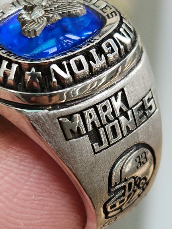 nhẫn mỹ xưa trường học hợp kim hột xanh biển valladium