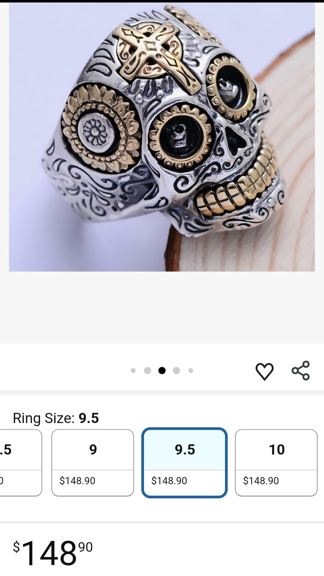 nhẫn mỹ xưa Gothic kiểu đầu lâu và hoa