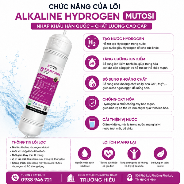 chức năng của lõi alkaline hydrogen Mutosi