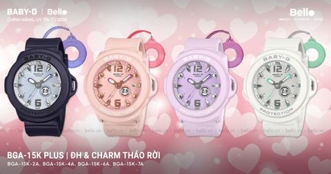 Casio Baby-G BGA-15K PLUS Series – Đồng Hồ Charm Tháo Rời 4 Màu Pastel Ra Mắt Tháng 4/2026 tại Bello HN & TP.HCM