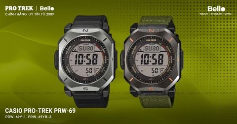 Pro Trek PRW-69 – Đồng Hồ Outdoor Vuông, Triple Sensor, Vỏ Chống Cháy