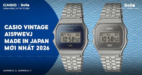 Casio Vintage A159WEVJ – Đồng Hồ Made in Japan Họa Tiết Seigaiha Ra Mắt 2026
