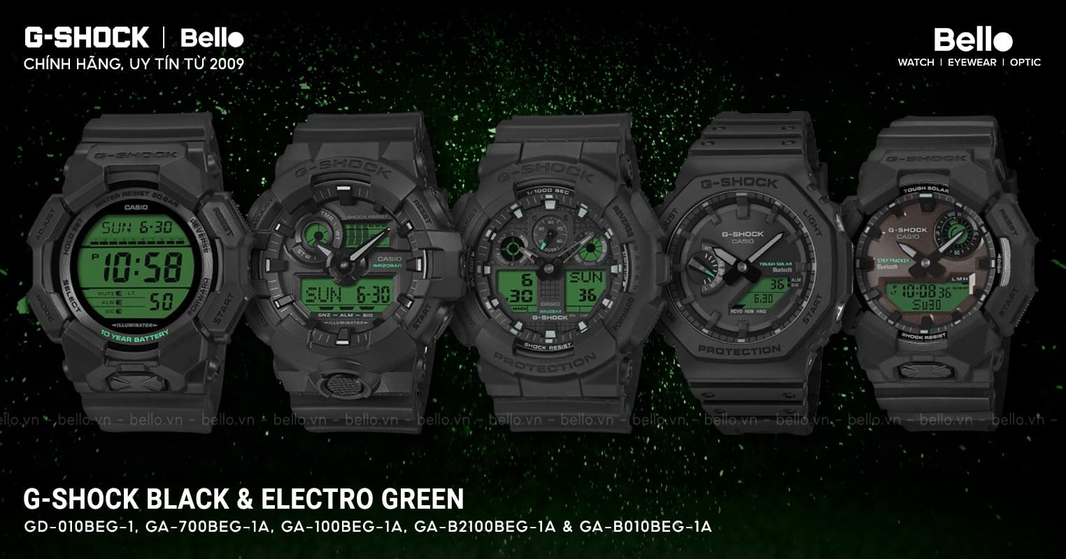 G-Shock Black & Electro Green – BEG Series Ra Mắt Tháng 4/2026 tại Bello HN & TP.HCM