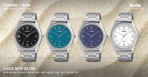 Casio MTP-B210D – Đồng Hồ Nam Full Thép 3 Kim, 4 Màu Mặt Số Mới 2026