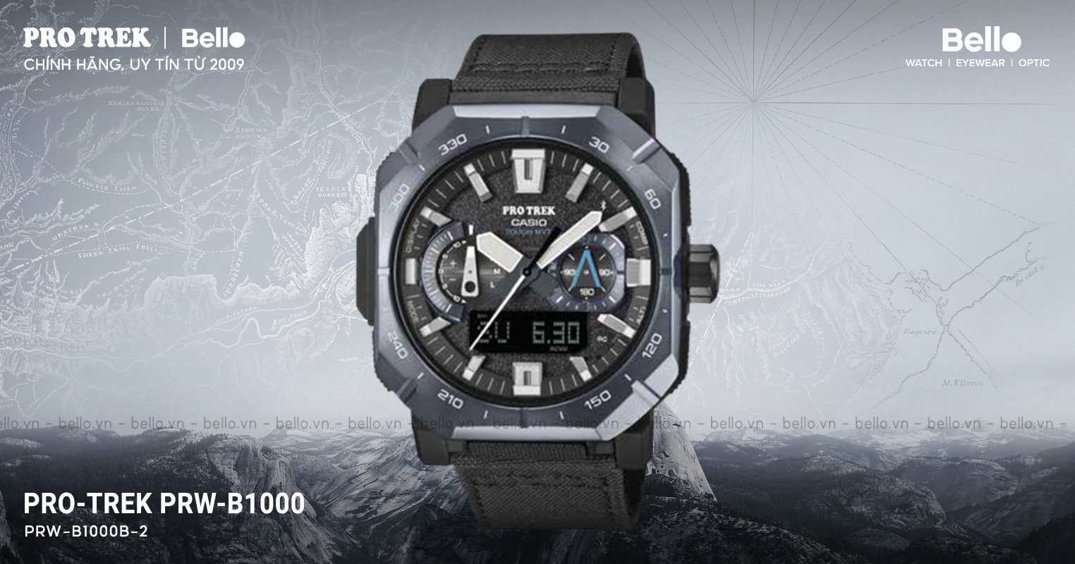 Pro Trek PRW-B1000B-2 – High-End Analog-Digital, Dual Time Correction, Cảm Hứng Yosemite