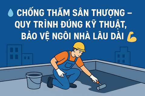 💧 CHỐNG THẤM SÂN THƯỢNG – QUY TRÌNH ĐÚNG KỸ THUẬT, BẢO VỆ NGÔI NHÀ LÂU DÀI 💪