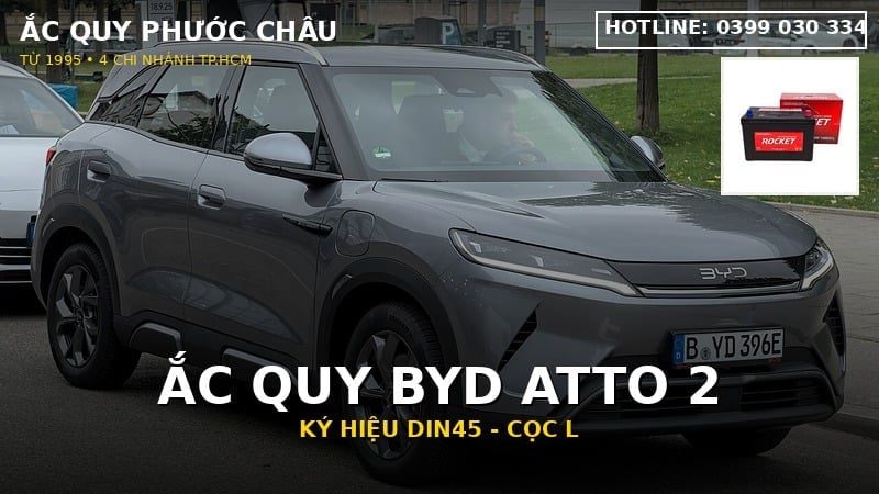 Xe BYD Atto 2 dùng bình ắc quy gì? Mã DIN45L, giá thay 2026