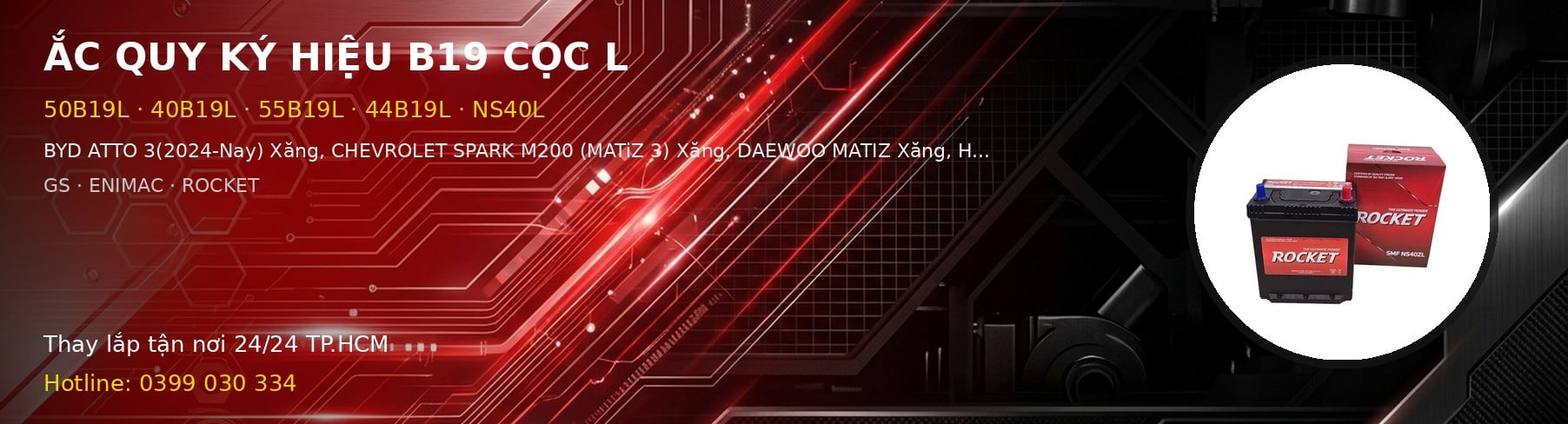 Bình ắc quy ký hiệu B19 cọc L - 50B19L 40B19L 55B19L