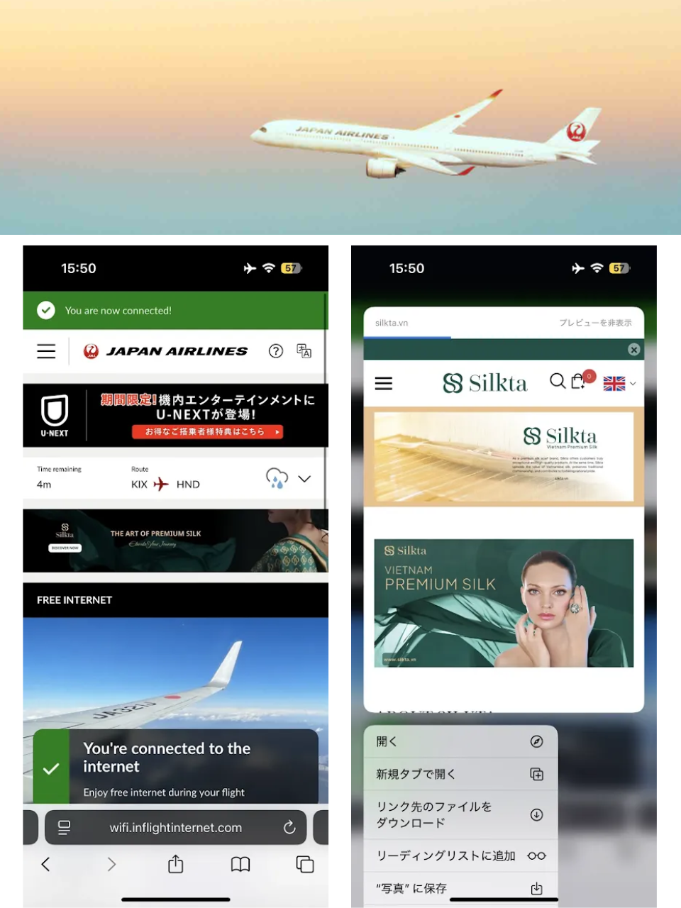 Silkta ghi dấu ấn trên Cổng Wi-Fi của các chuyến bay Japan Airlines