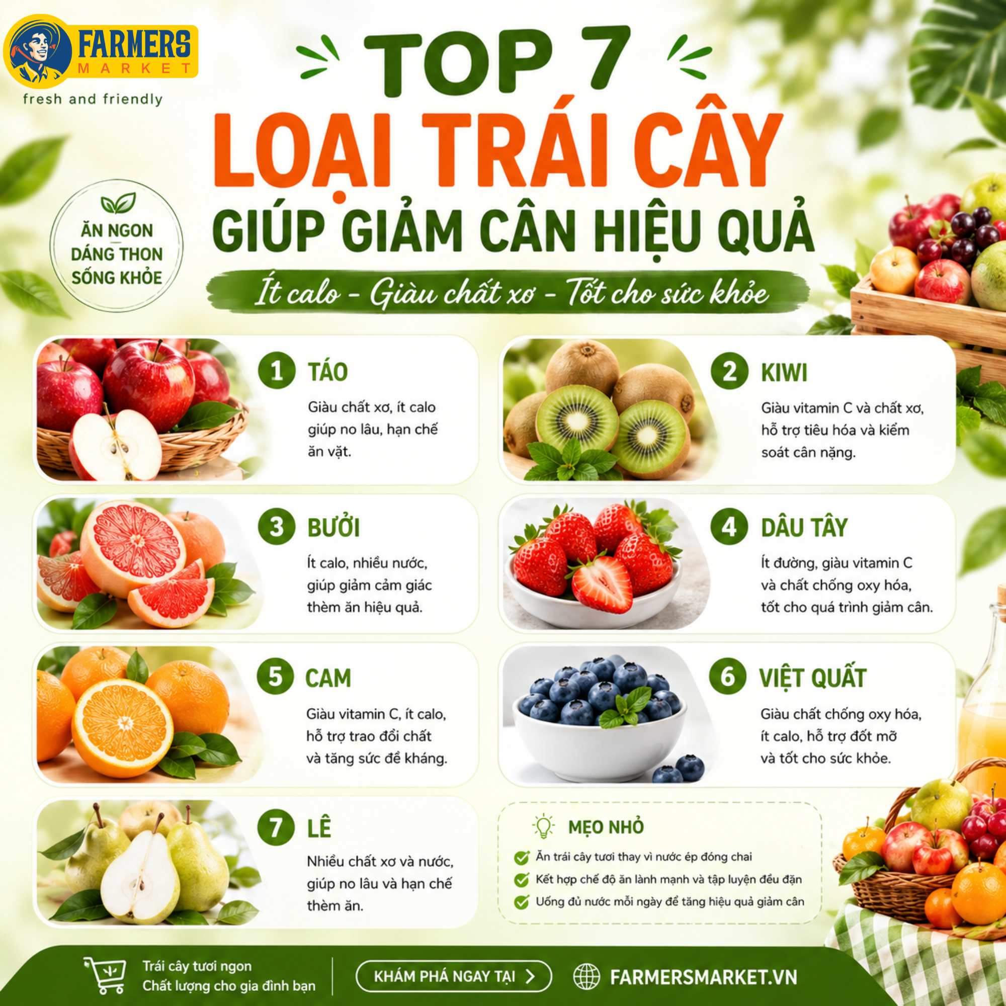 Top 7 Loại Trái Cây Giúp Giảm Cân Hiệu Quả, Ít Calo Và Tốt Cho Sức Khỏe