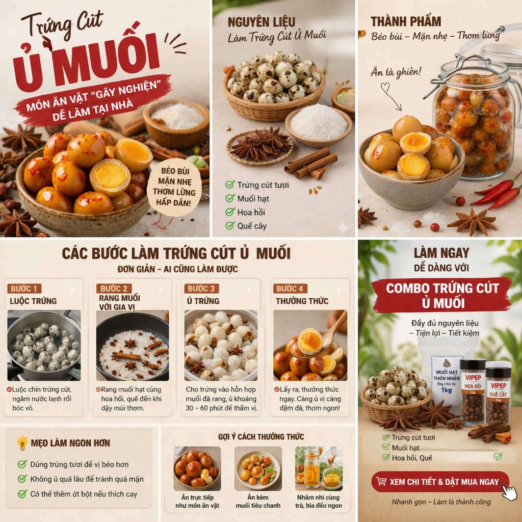 Trứng Cút Ủ Muối – Món Ăn Vặt “Gây Nghiện” Dễ Làm Tại Nhà