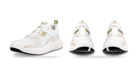 Sneaker nữ trắng phối chi tiết ánh kim màu vàng