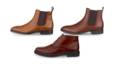 Hai mẫu Chelsea boot nâu và một mẫu chukka boot buộc dây