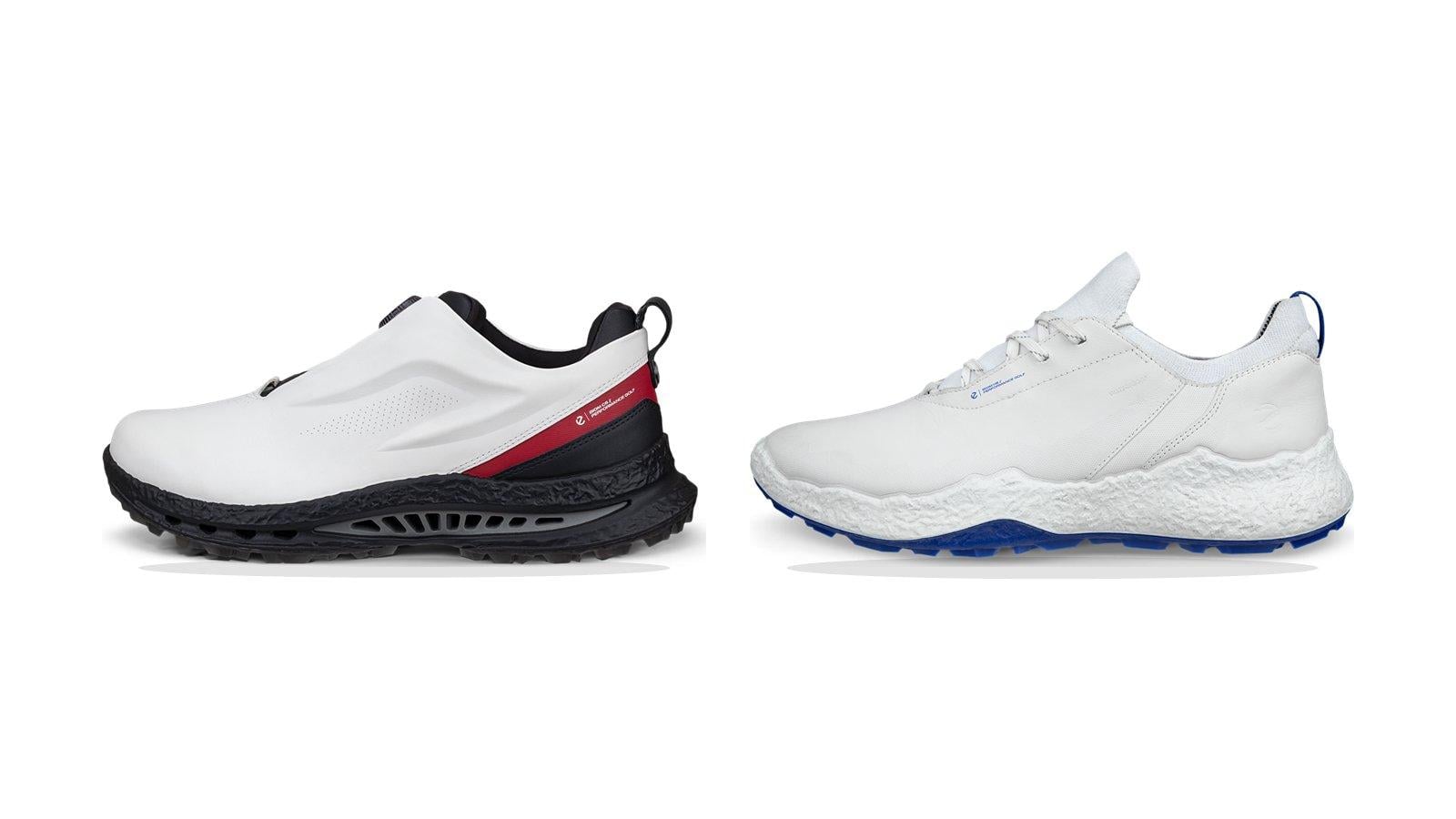 Hai mẫu giày golf ECCO BIOM C5 và BIOM H5 màu trắng