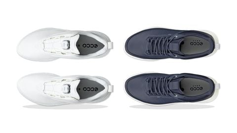 Giày golf trắng khóa BOA cạnh giày xanh navy dây buộc