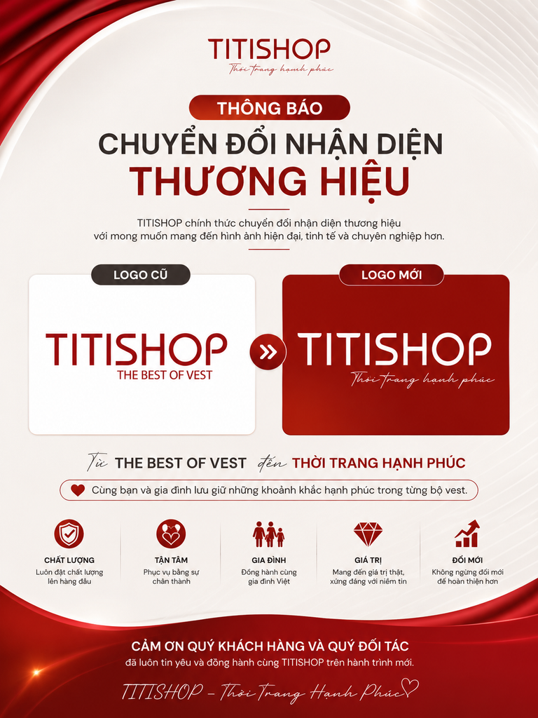 CHUYÊN ĐỔI NHẬN DẠNG THƯƠNG HIỆU TITISHOP - THỜI TRANG HẠNH PHÚC TỪ NGÀY 5/8/2026