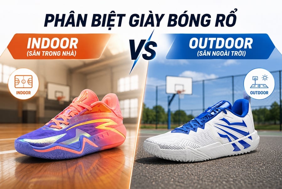 Phân Biệt Giày Bóng Rổ Indoor Và Outdoor: Cách Chọn Đế Giày Bền Bỉ Cho Mọi Mặt Sân