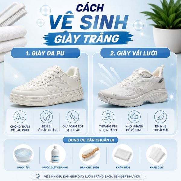 Dụng cụ cần chuẩn bị để vệ sinh giày trắng