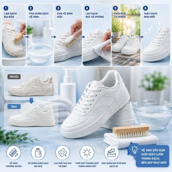 cách vệ sinh giày trắng hiệu quả