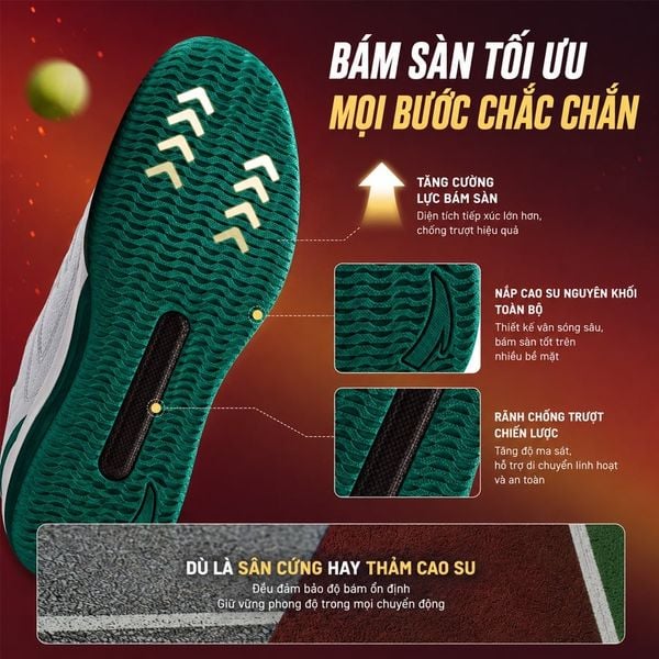 Giày tennis Anta bám sàn tối ưu