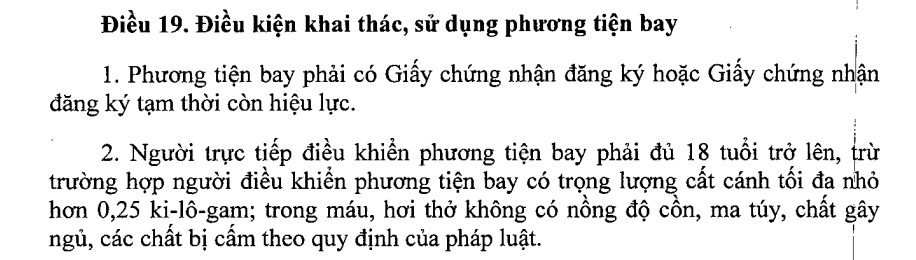 Điều kiện khai thác, sử dụng phương tiện bay