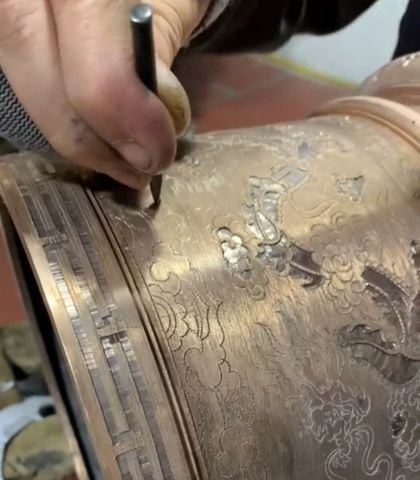 Khảm Ngũ Sắc – Quy Trình Chạm Khảm Đỉnh Đồng Cao Cấp | Đồng Phong Thủy