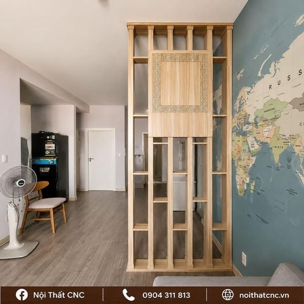 Lam gỗ kết hợp trang thờ treo đẹp cho phòng khách