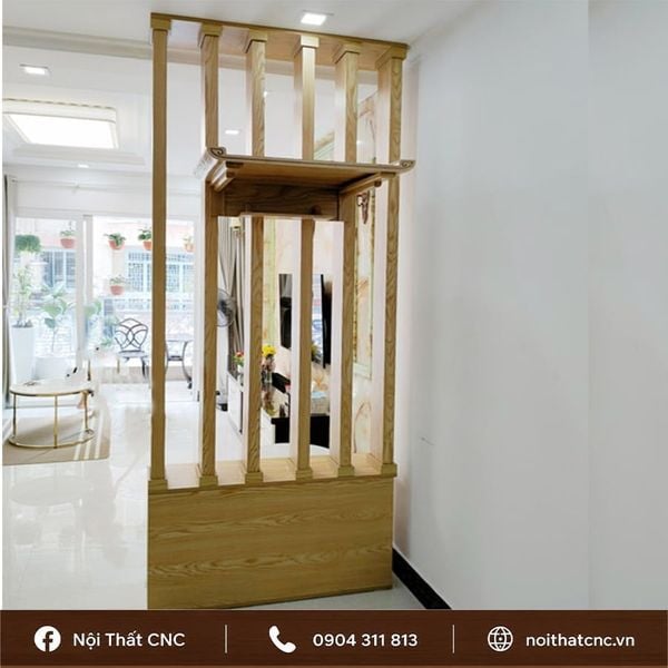 Lam gỗ kết hợp trang thờ treo đẹp cho phòng khách