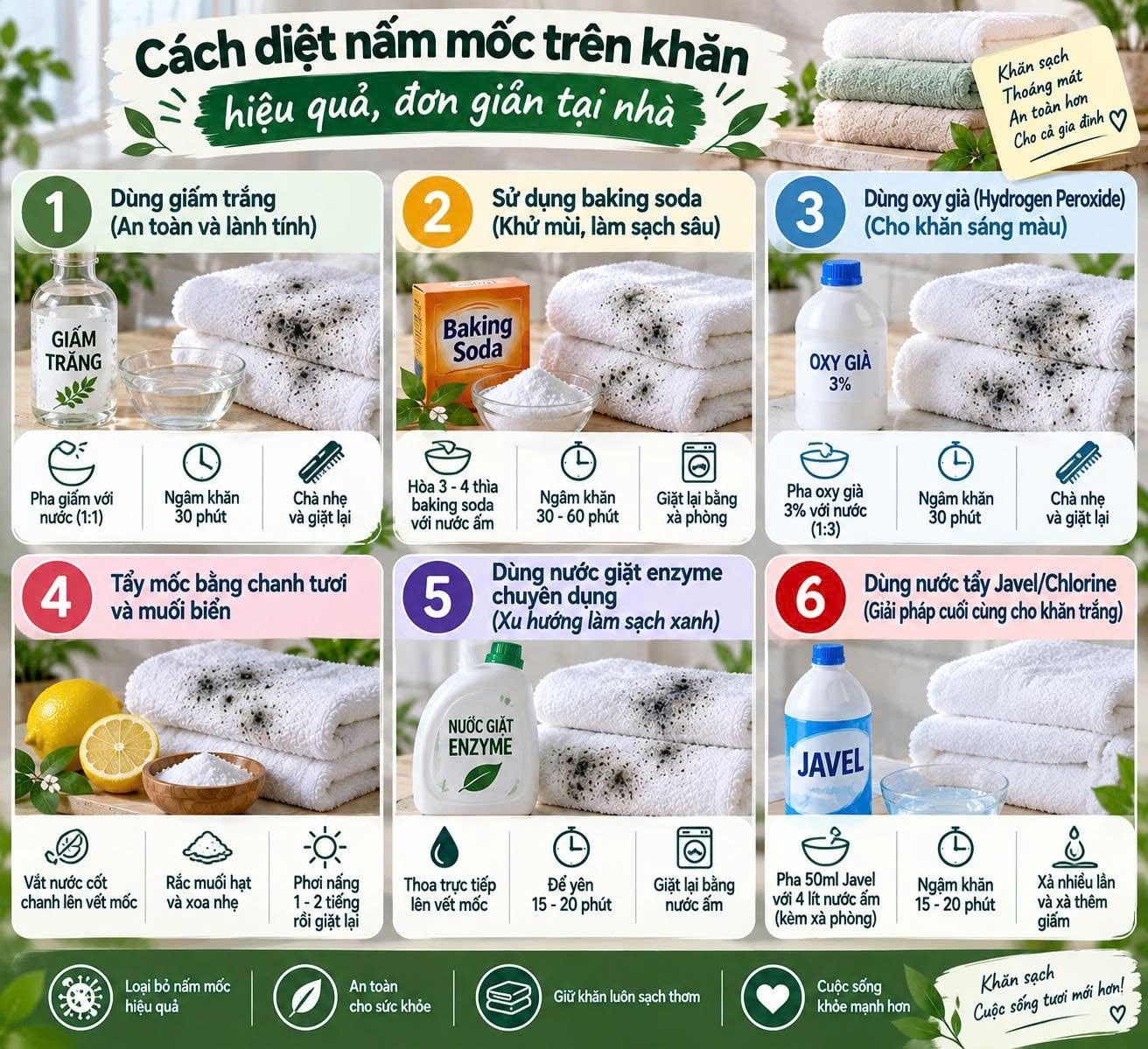 6 Cách diệt nấm mốc trên khăn hiệu quả, đơn giản tại nhà