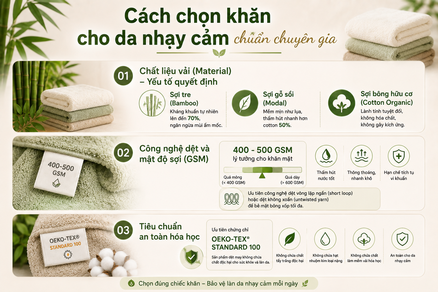 Cách chọn khăn cho da nhạy cảm theo chuẩn chuyên gia