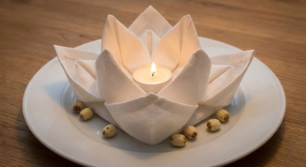 Cách gấp khăn ăn hình hoa sen đẹp, độc đáo và tinh tế