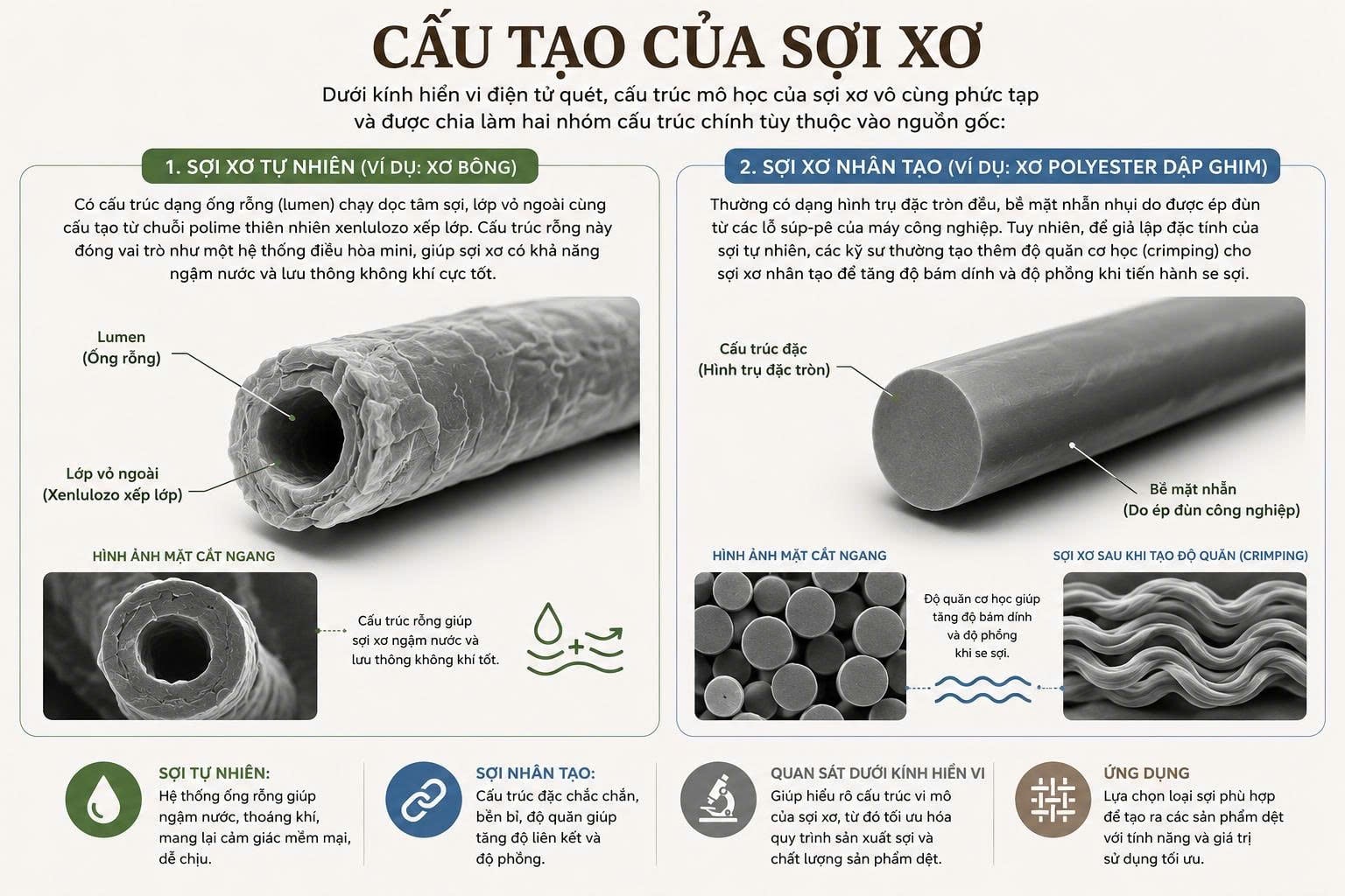 Sợi xơ là gì? Ưu nhược điểm, phân loại, cấu tạo và bảng giá
