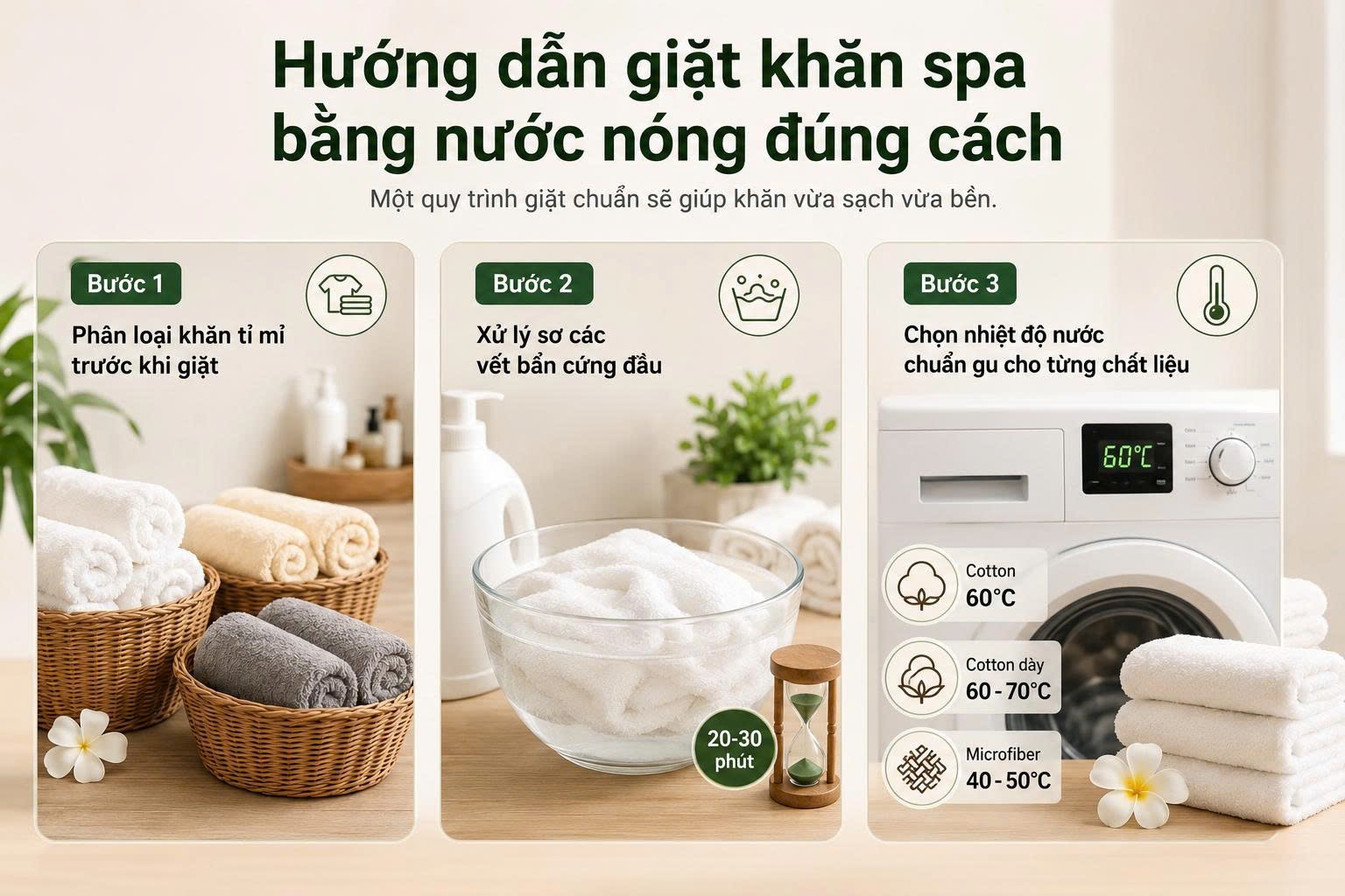 Hướng dẫn chi tiết cách giặt khăn spa bằng nước nóng
