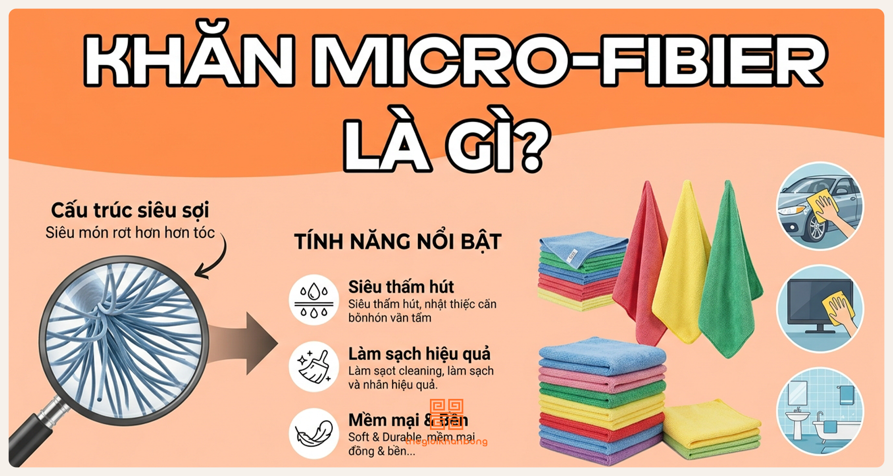 Khăn microfiber là gì? Phân loại, đặc điểm, bảng giá và ứng dụng
